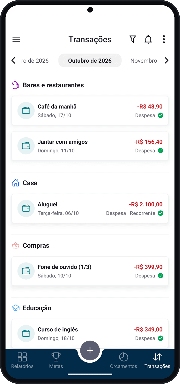 Transações do mês